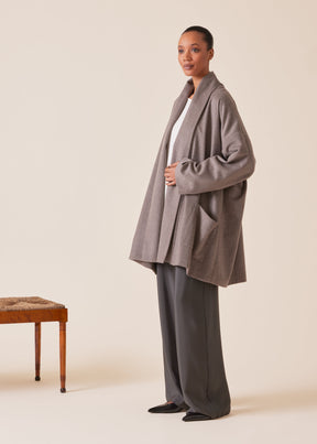 cashmere wide a-line shawl collar coat - long plus