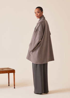 cashmere wide a-line shawl collar coat - long plus