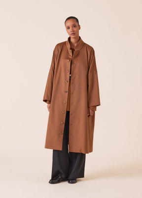 cashmere chinese imperial coat with chinese collar - full length