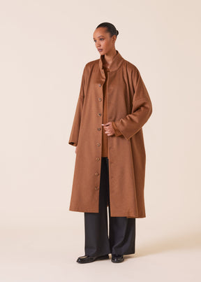 cashmere chinese imperial coat with chinese collar - full length