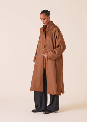 cashmere chinese imperial coat with chinese collar - full length