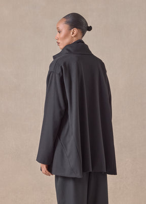 wool cashmere mix high neck caucasus coat - long