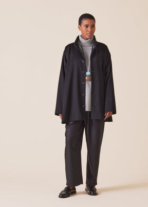 wool cashmere mix high neck caucasus coat - long