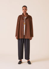 wool cashmere mix high neck caucasus coat - long