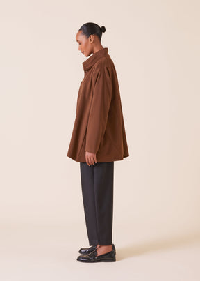 wool cashmere mix high neck caucasus coat - long