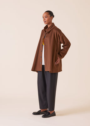 wool cashmere mix high neck caucasus coat - long