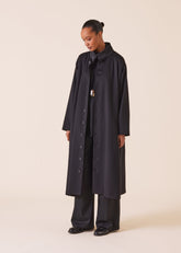 wool cashmere mix high neck caucasus coat - full length