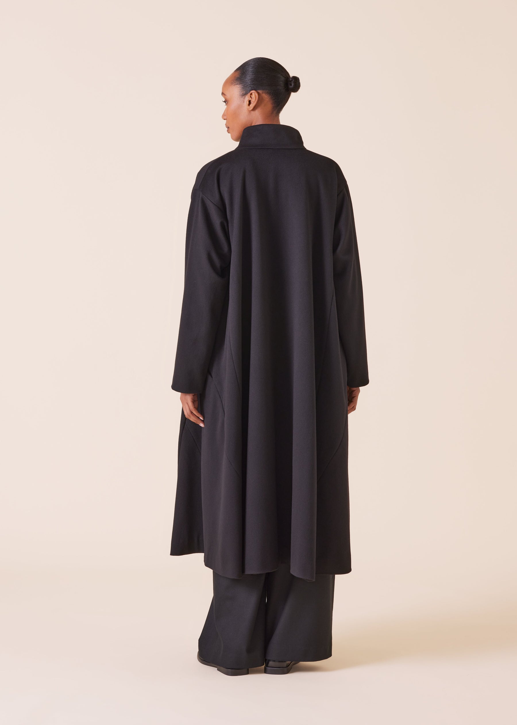 wool cashmere mix high neck caucasus coat - full length