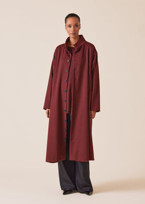 wool cashmere mix high neck caucasus coat - full length