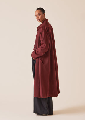 wool cashmere mix high neck caucasus coat - full length